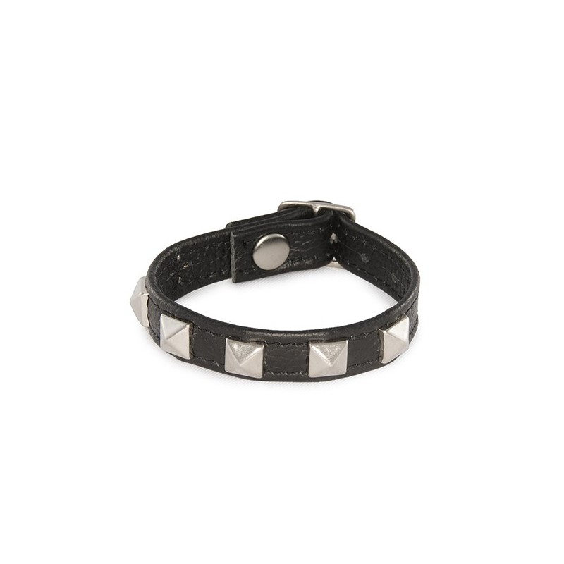 SI IGNITE Pyramid Studded Buckle Cockring, Leather - TOYS