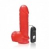 SI IGNITE Vibrating Thick Cock with Balls and Suction, 20 cm (8 in), Red - TOYS