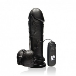 SI IGNITE Vibrating Thick Cock with Balls and Suction, 20 cm (8 in), Black - TOYS