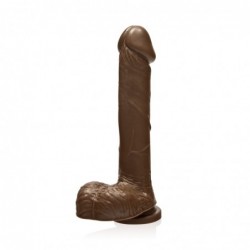 SI IGNITE Cock with Balls and Suction, 20 cm (8 in), Brown - TOYS