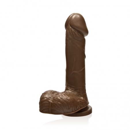 SI IGNITE Cock with Balls and Suction, 18 cm (7 in), Brown - TOYS