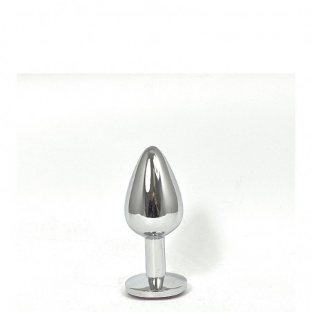 Stainless Steel Anal Plug with Red Glass Diamond, S, 7 cm (2,75 in), Ø 2,8 cm (1,1 in) - TOYS